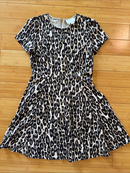 kate spade Dresses & Skirts - Kate Spade Leopard Print Short-Sleeve Fit & Flare Dress - Black, Cream, Tan